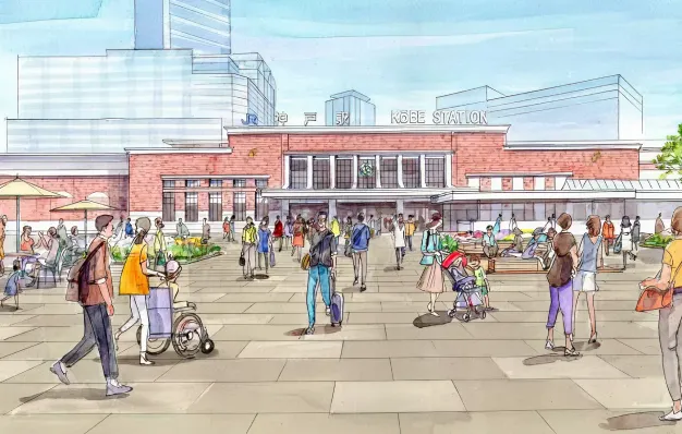 駅舎を生かした風格ある広場景観（image CG：神戸市提供）※2