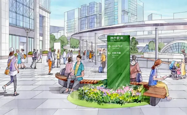 周辺への回遊拠点としての機能整備（image CG：神戸市提供）※2